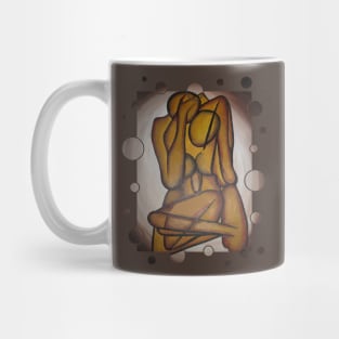 Abstract Lovers Contemporary Art In Ochre And Brown Mug